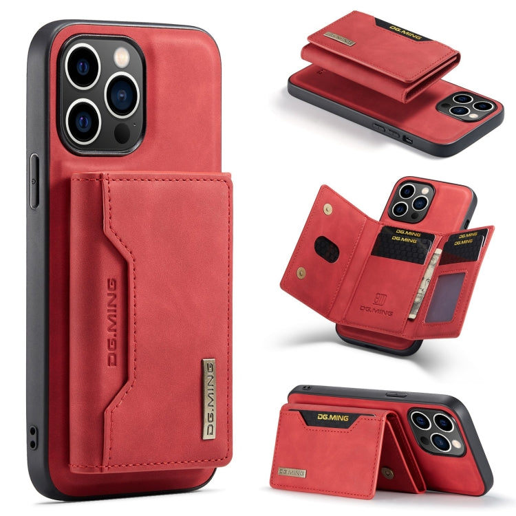 For iPhone 15 Pro DG.MING M2 Series 3-Fold Card Bag Wallet Leather Phone Case(Red) - iPhone 15 Pro Cases by DG.MING | Online Shopping UK | buy2fix