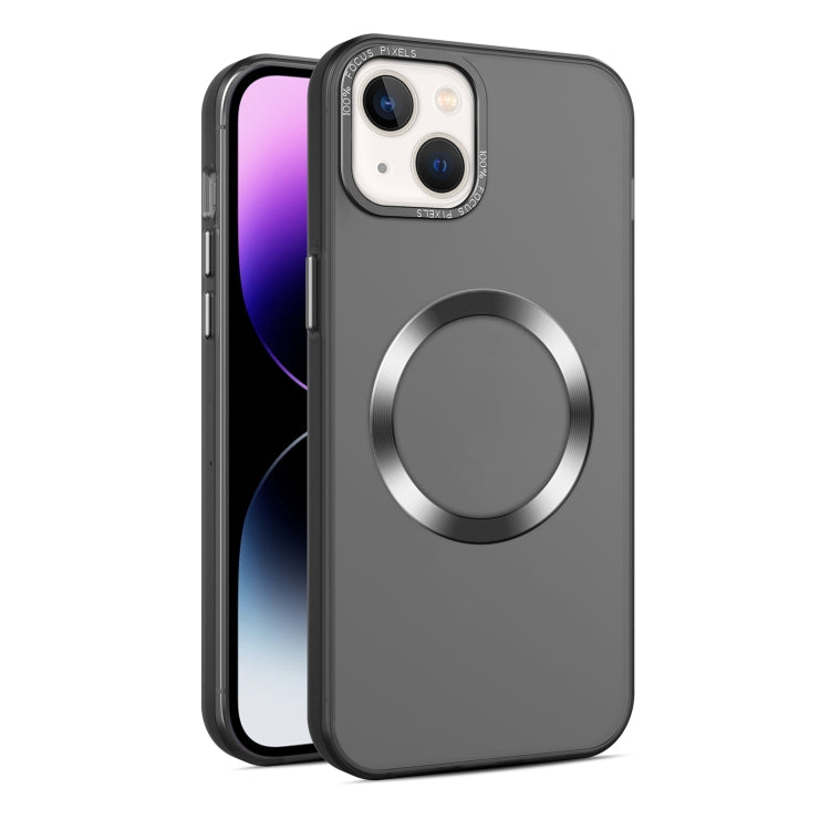 For iPhone 15 Plus CD Texture MagSafe Frosted Translucent Phone Case(Black) - iPhone 15 Plus Cases by buy2fix | Online Shopping UK | buy2fix
