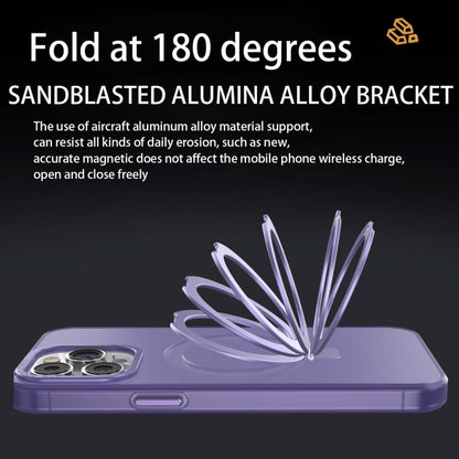 For iPhone 14 Pro MagSafe Metal Holder Frosted Translucent Phone Case(Dark Purple) - iPhone 14 Pro Cases by buy2fix | Online Shopping UK | buy2fix