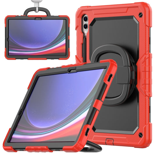 For Samsung Galaxy Tab S9+ D Type Silicone Hybrid PC Tablet Case with Handle Holder(Red) - Galaxy Tab S9+ Cases by buy2fix | Online Shopping UK | buy2fix