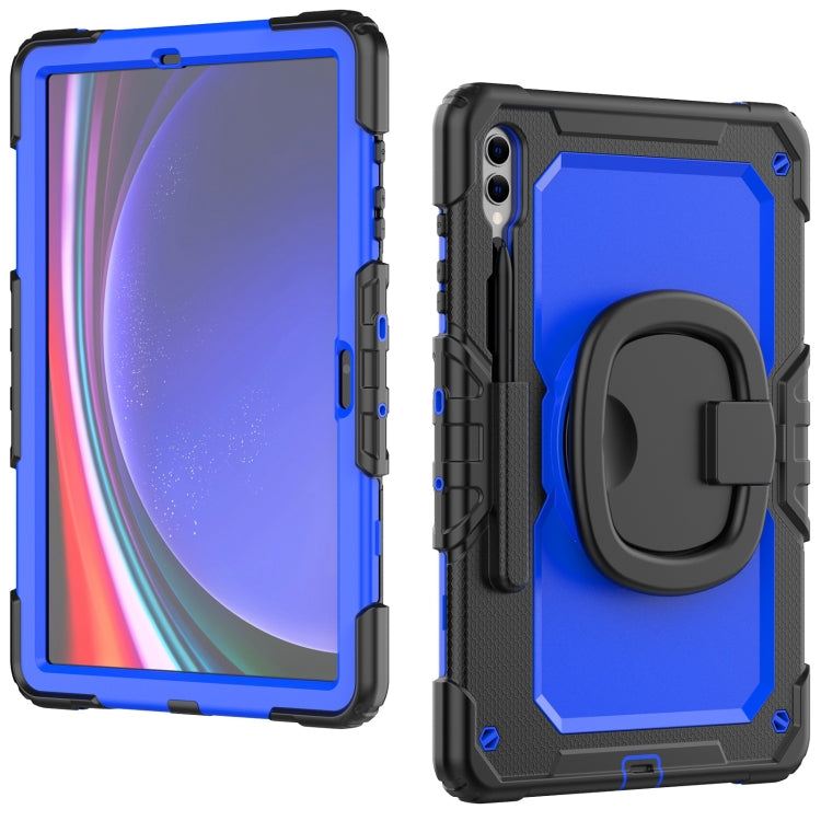 For Samsung Galaxy Tab S9+ D Type Silicone Hybrid PC Tablet Case with Handle Holder(Blue PC) - Galaxy Tab S9+ Cases by buy2fix | Online Shopping UK | buy2fix