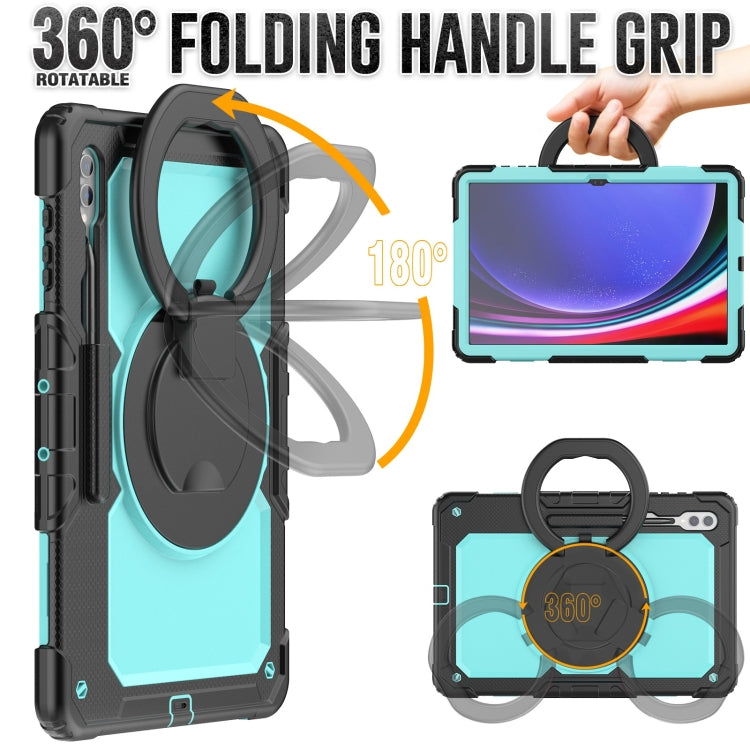 For Samsung Galaxy Tab S10 Ultra D Type Silicone Hybrid PC Tablet Case with Handle Holder(Light Blue PC) - Galaxy Tab S9 Ultra Cases by buy2fix | Online Shopping UK | buy2fix