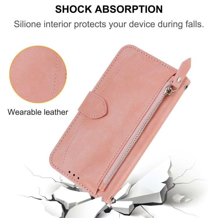 For iPhone 16 Pro Oil Skin Zipper Wallet Leather Phone Case(Pink) - iPhone 16 Pro Cases by buy2fix | Online Shopping UK | buy2fix