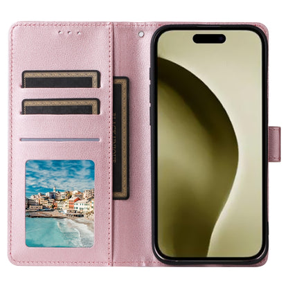 For iPhone 16 Pro Max Multifunctional Horizontal Flip Leather Phone Case with Three Card Slots(Rose Gold) - iPhone 16 Pro Max Cases by buy2fix | Online Shopping UK | buy2fix