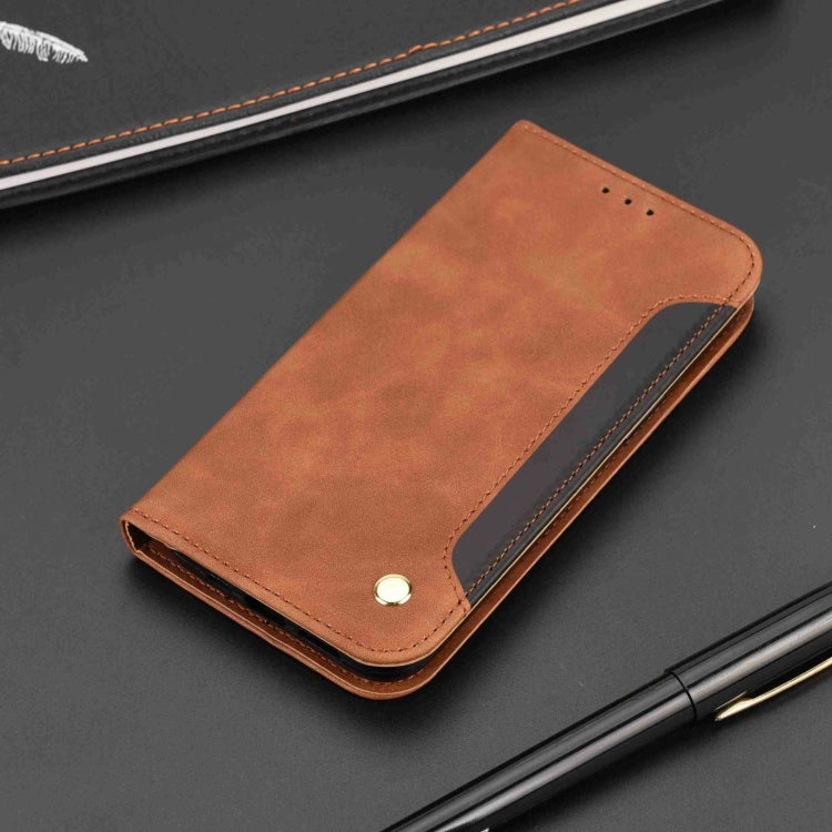 For iPhone 16 Plus Skin Feel Splicing Leather Phone Case(Brown) - iPhone 16 Plus Cases by buy2fix | Online Shopping UK | buy2fix