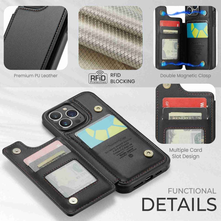 For iPhone 13 Pro CaseMe C22 Card Slots Holder RFID Anti-theft Phone Case(Black) - iPhone 13 Pro Cases by CaseMe | Online Shopping UK | buy2fix