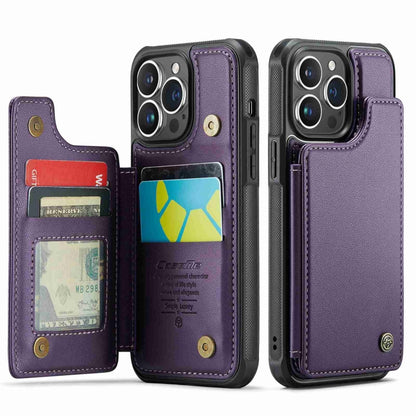 For iPhone 14 Pro Max CaseMe C22 Card Slots Holder RFID Anti-theft Phone Case(Purple) - iPhone 14 Pro Max Cases by CaseMe | Online Shopping UK | buy2fix