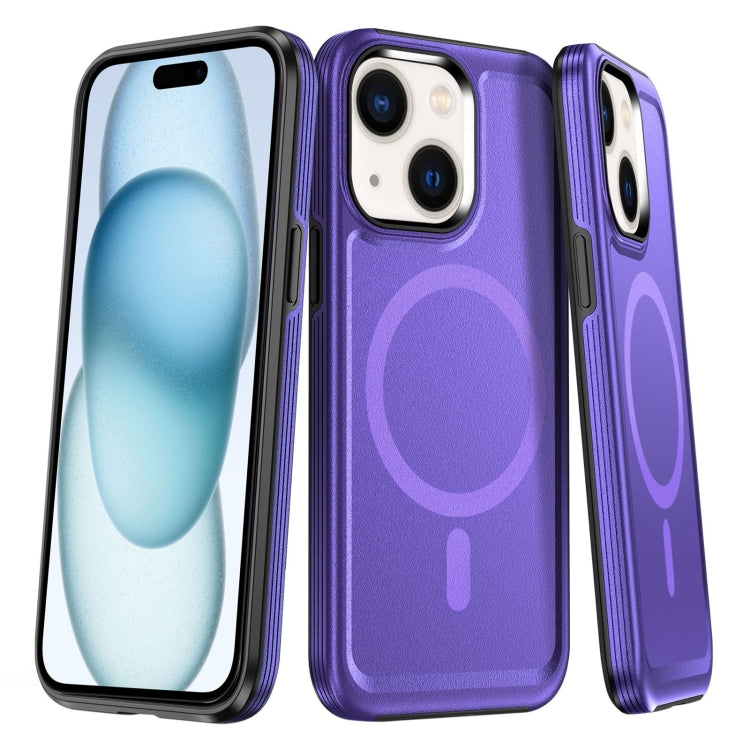 For iPhone 15 Plus Shield Armor MagSafe TPU Hybrid PC Phone Case(Purple) - iPhone 15 Plus Cases by buy2fix | Online Shopping UK | buy2fix