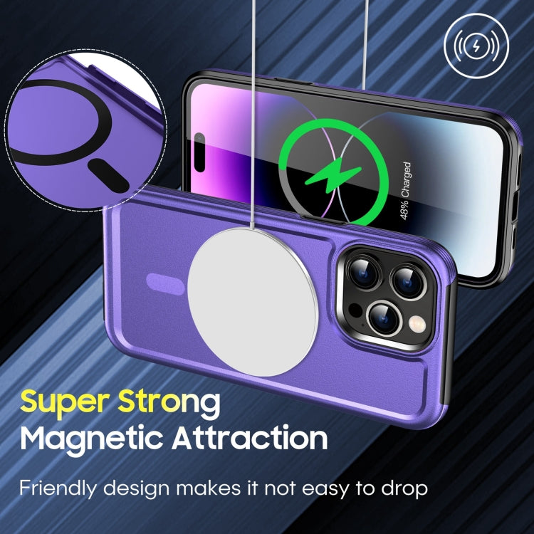 For iPhone 15 Shield Armor MagSafe TPU Hybrid PC Phone Case(Purple) - iPhone 15 Cases by buy2fix | Online Shopping UK | buy2fix