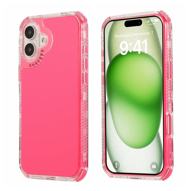 For iPhone 16 Dreamland 3 in 1 Solid Color Transparent Frame PC + TPU Phone Case(Rose Red) - iPhone 16 Cases by buy2fix | Online Shopping UK | buy2fix