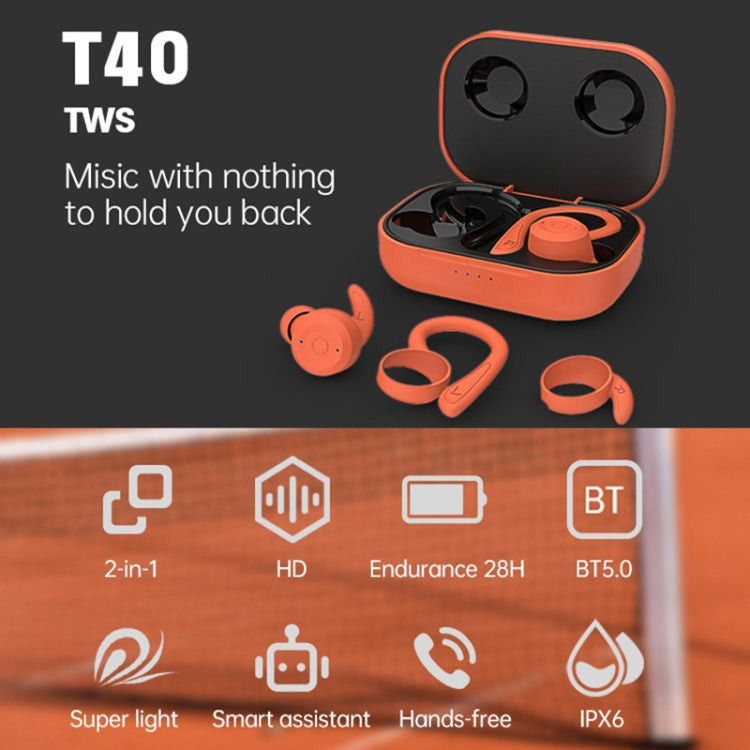 T&G T40 TWS IPX6 Waterproof Hanging Ear Wireless Bluetooth Earphones with Charging Box(Black) - TWS Earphone by T&G | Online Shopping UK | buy2fix