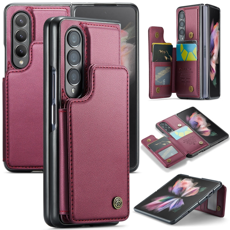 For Samsung Galaxy Z Fold3 5G CaseMe C22 PC+TPU Business Style RFID Anti-theft Leather Phone Case(Wine Red) - Galaxy Phone Cases by CaseMe | Online Shopping UK | buy2fix