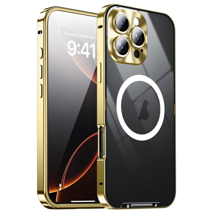 For iPhone 16 Pro Frosted MagSafe Magnetic Metal Phone Case(Gold) - iPhone 16 Pro Cases by buy2fix | Online Shopping UK | buy2fix