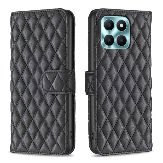 For Honor X6a Diamond Lattice Wallet Flip Leather Phone Case(Black) - Honor Cases by buy2fix | Online Shopping UK | buy2fix