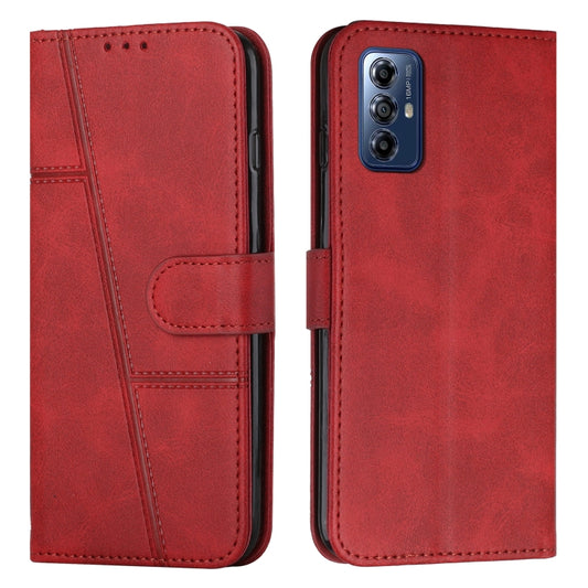 For Motorola Moto G Play 5G 2024 Stitching Calf Texture Buckle Leather Phone Case(Red) - Motorola Cases by buy2fix | Online Shopping UK | buy2fix