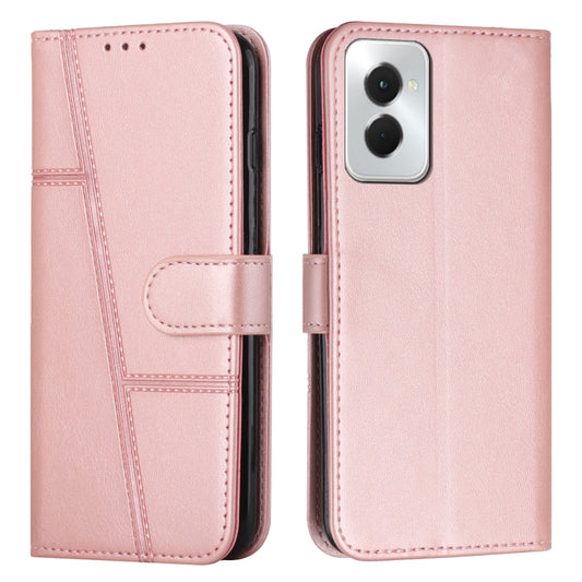 For Motorola Moto G Power 2024 Stitching Calf Texture Buckle Leather Phone Case(Rose Gold) - Motorola Cases by buy2fix | Online Shopping UK | buy2fix