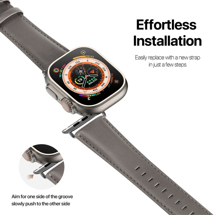 For Apple Watch SE 2022 40mm DUX DUCIS YS Series Genuine Leather Watch Band(Grey) - Watch Bands by DUX DUCIS | Online Shopping UK | buy2fix