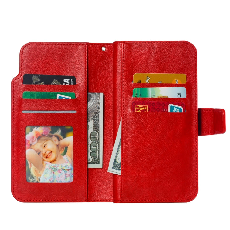 For iPhone 16 Tri-Fold 9-Card Wallets Leather Phone Case(Red) - iPhone 16 Cases by buy2fix | Online Shopping UK | buy2fix