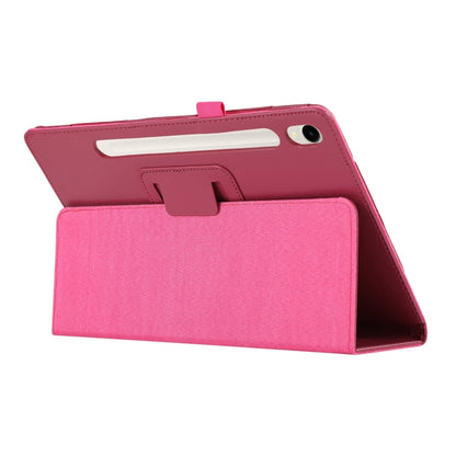 For Samsung Galaxy Tab S9 Litchi Texture Leather Tablet Case with Holder(Rose Red) - Other Galaxy Tab PC by buy2fix | Online Shopping UK | buy2fix