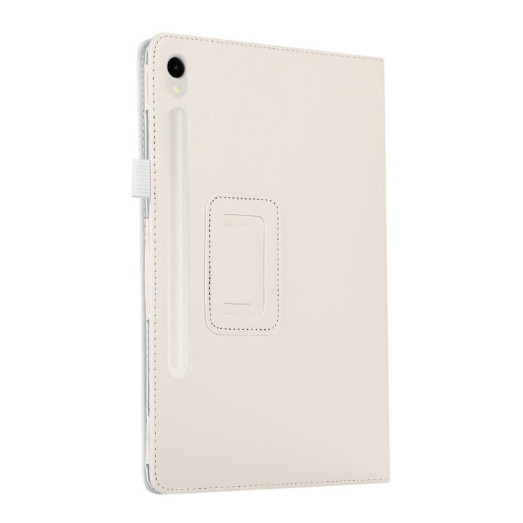 For Samsung Galaxy Tab S9 Ultra Litchi Texture Leather Tablet Case with Holder(White) - Other Galaxy Tab PC by buy2fix | Online Shopping UK | buy2fix