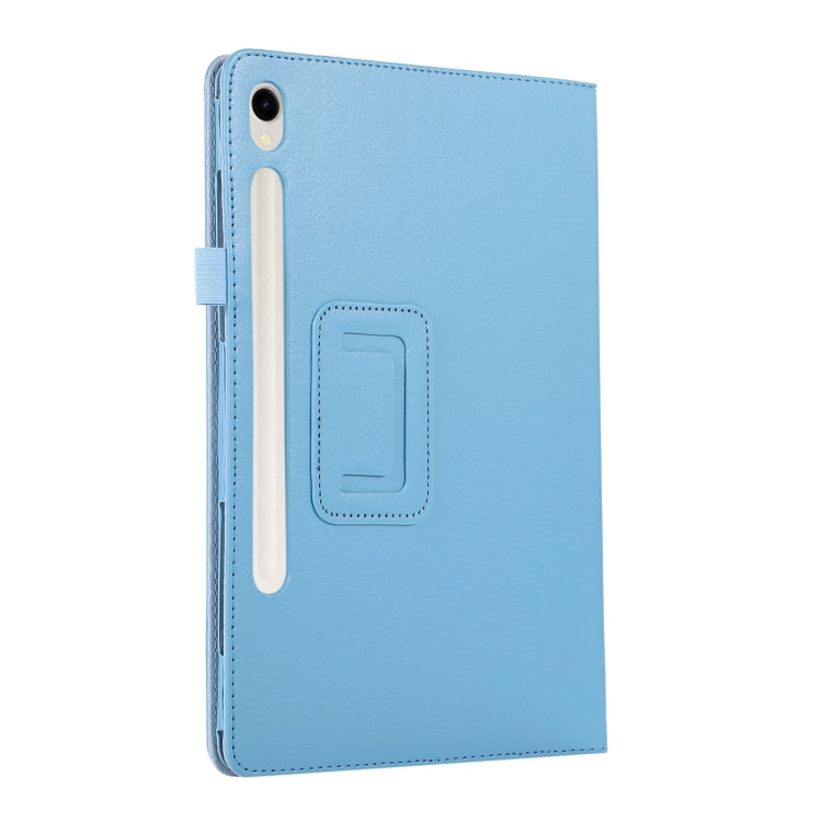 For Samsung Galaxy Tab S9 Ultra Litchi Texture Leather Tablet Case with Holder(Sky Blue) - Other Galaxy Tab PC by buy2fix | Online Shopping UK | buy2fix