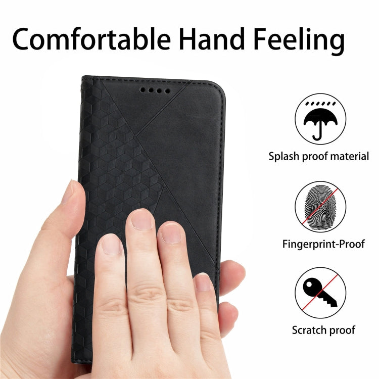 For Motorola Moto G Play 5G 2024 / G 5G 2024 Diamond Splicing Skin Feel Magnetic Leather Phone Case(Black) - Motorola Cases by buy2fix | Online Shopping UK | buy2fix