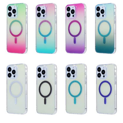 For iPhone 15 Pro Magic Diamond Blu-ray MagSafe Phone Case(Purple Blue Gradient) - iPhone 15 Pro Cases by buy2fix | Online Shopping UK | buy2fix