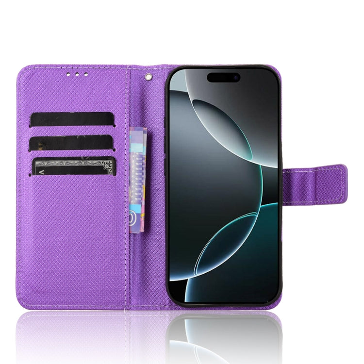 For iPhone 16 Pro Diamond Texture Leather Phone Case(Purple) - iPhone 16 Pro Cases by buy2fix | Online Shopping UK | buy2fix