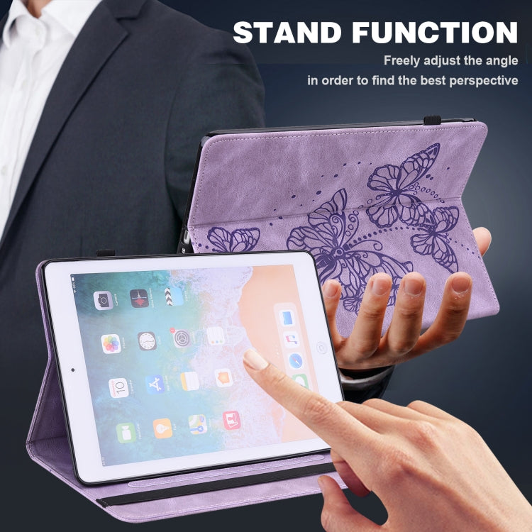 For Samsung Galaxy Tab S9 Embossed Butterfly Pattern Horizontal Flip Leather Tablet Case(Purple) - Galaxy Tab S9 Cases by buy2fix | Online Shopping UK | buy2fix