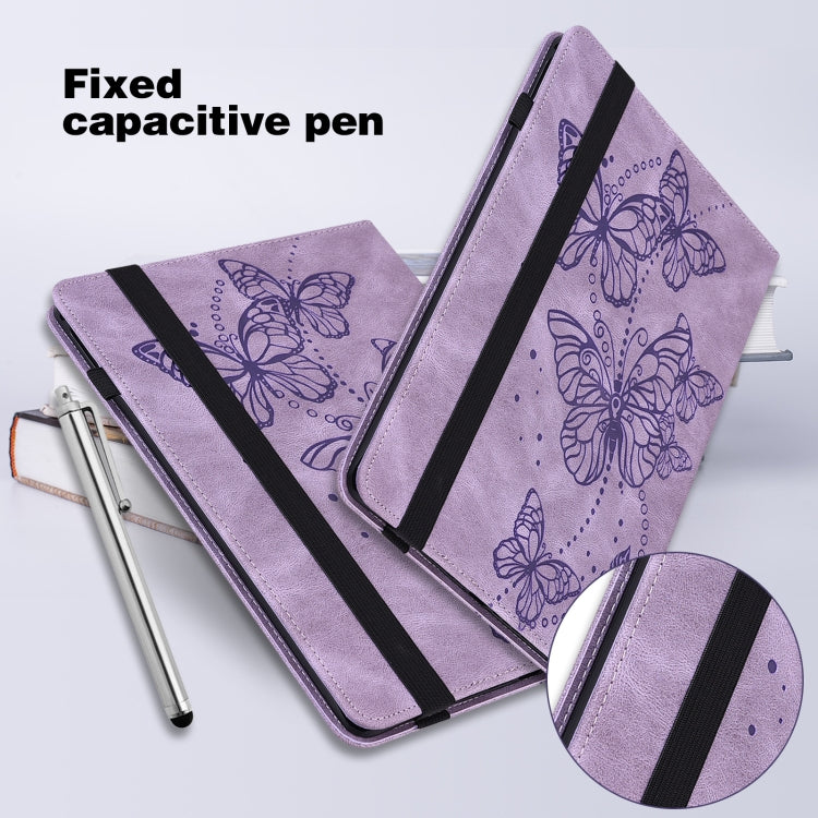 For Samsung Galaxy Tab S9 Embossed Butterfly Pattern Horizontal Flip Leather Tablet Case(Purple) - Galaxy Tab S9 Cases by buy2fix | Online Shopping UK | buy2fix