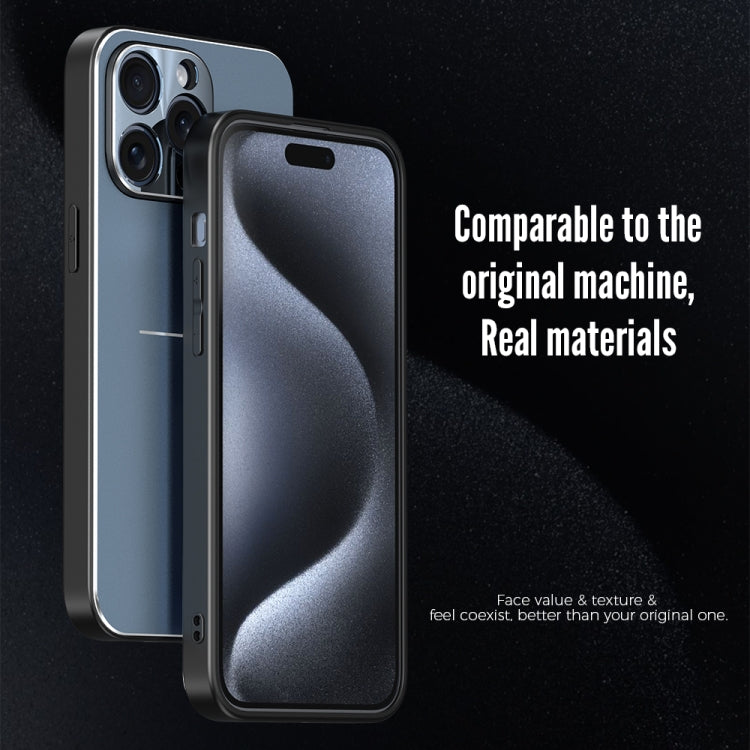 For iPhone 15 Pro R-JUST RJ52 3-Line Style Metal TPU Shockproof Phone Case(Black) - iPhone 15 Pro Cases by R-JUST | Online Shopping UK | buy2fix