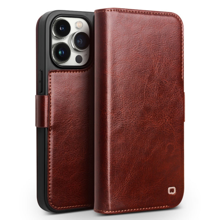 For iPhone 15 Pro QIALINO Classic 103 Buckle Genuine Leather Phone Case(Brown) - iPhone 15 Pro Cases by QIALINO | Online Shopping UK | buy2fix