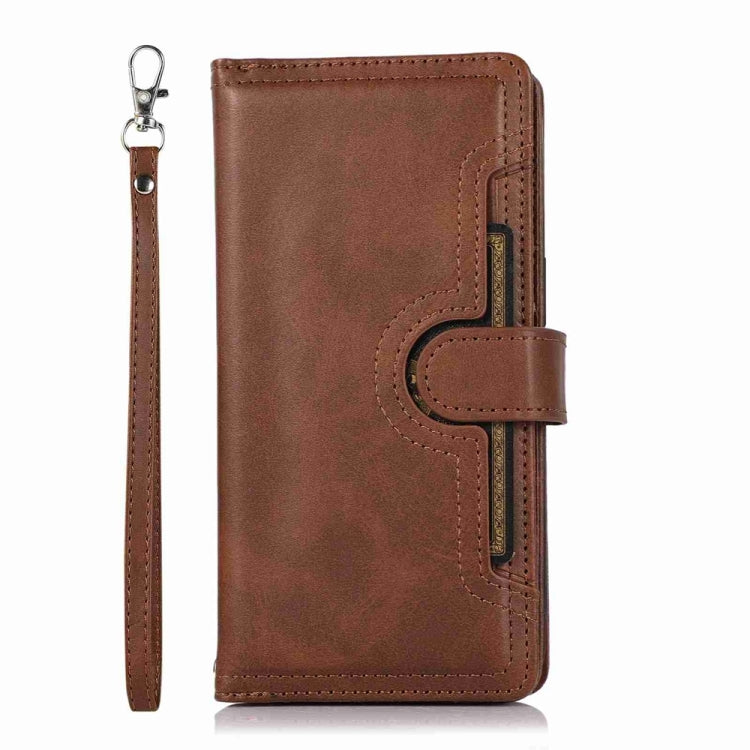 For iPhone 16 Pro Wristband Card Slot Leather Phone Case(Coffee) - iPhone 16 Pro Cases by buy2fix | Online Shopping UK | buy2fix