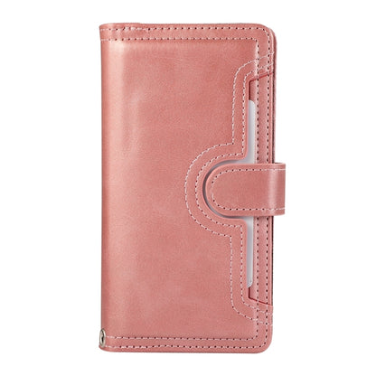 For iPhone 16 Plus Wristband Card Slot Leather Phone Case(Rose Gold) - iPhone 16 Plus Cases by buy2fix | Online Shopping UK | buy2fix