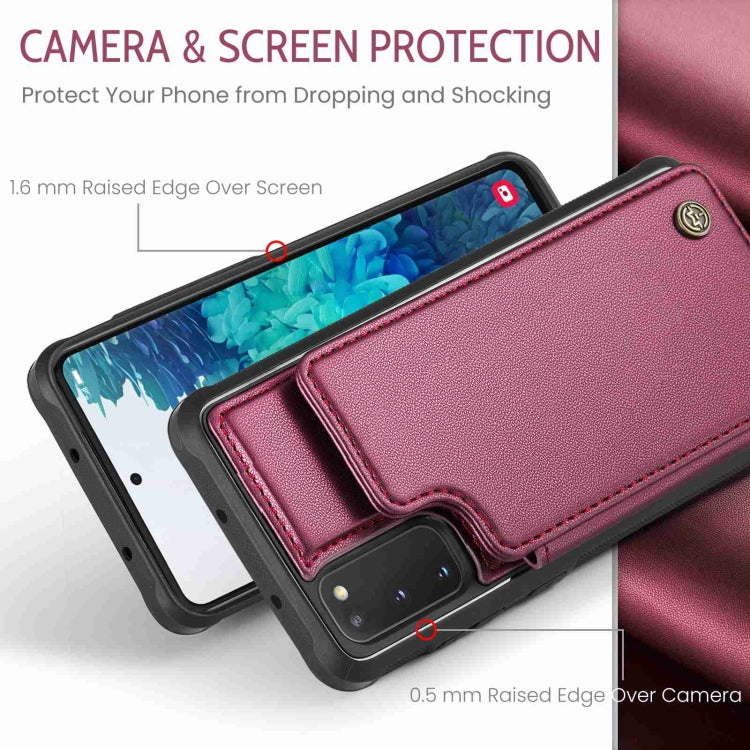 For Samsung Galaxy S20 FE CaseMe C22 Card Slots Holder RFID Anti-theft Phone Case(Wine Red) - Galaxy S20 FE Cases by CaseMe | Online Shopping UK | buy2fix