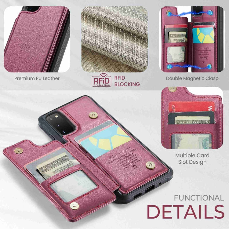 For Samsung Galaxy S20 FE CaseMe C22 Card Slots Holder RFID Anti-theft Phone Case(Wine Red) - Galaxy S20 FE Cases by CaseMe | Online Shopping UK | buy2fix