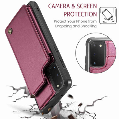 For Samsung Galaxy S20 FE CaseMe C22 Card Slots Holder RFID Anti-theft Phone Case(Wine Red) - Galaxy S20 FE Cases by CaseMe | Online Shopping UK | buy2fix