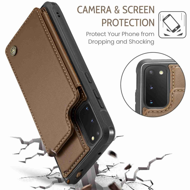 For Samsung Galaxy S20 FE CaseMe C22 Card Slots Holder RFID Anti-theft Phone Case(Brown) - Galaxy S20 FE Cases by CaseMe | Online Shopping UK | buy2fix