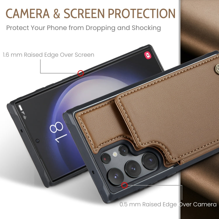 For Samsung Galaxy S23 Ultra 5G CaseMe C22 Card Slots Holder RFID Anti-theft Phone Case(Brown) - Galaxy S23 Ultra 5G Cases by CaseMe | Online Shopping UK | buy2fix