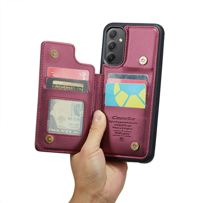 For Samsung Galaxy A34 5G CaseMe C22 Card Slots Holder RFID Anti-theft Phone Case(Wine Red) - Galaxy Phone Cases by CaseMe | Online Shopping UK | buy2fix