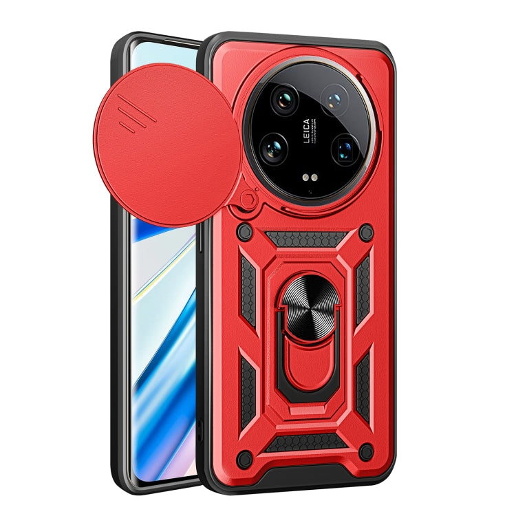 For Xiaomi 14 Ultra Sliding Camera Cover Design TPU Hybrid PC Phone Case(Red) - 14 Ultra Cases by buy2fix | Online Shopping UK | buy2fix