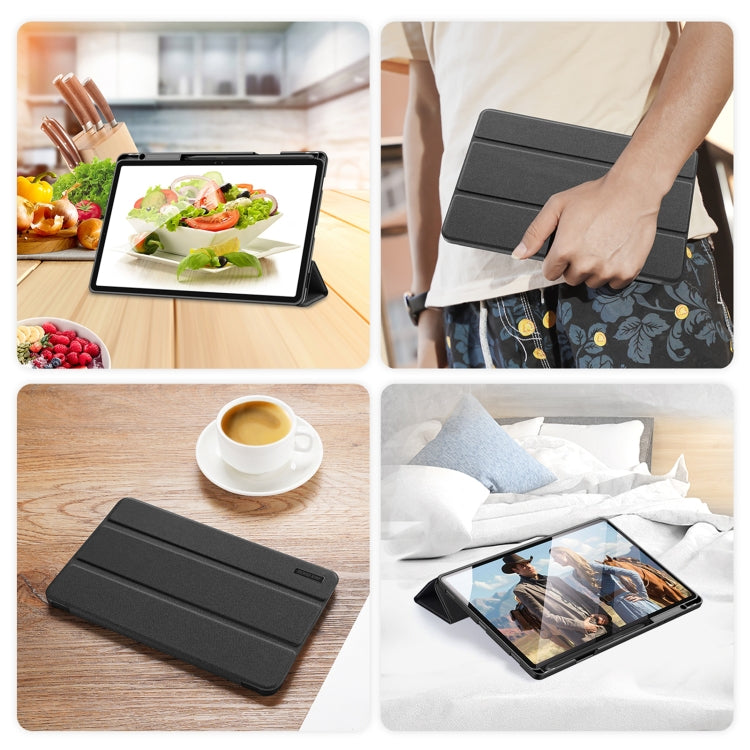 For Samsung Galaxy Tab S10+ DUX DUCIS Domo Series Magnetic Flip Leather Tablet Case(Black) - Tab S10+ Cases by DUX DUCIS | Online Shopping UK | buy2fix