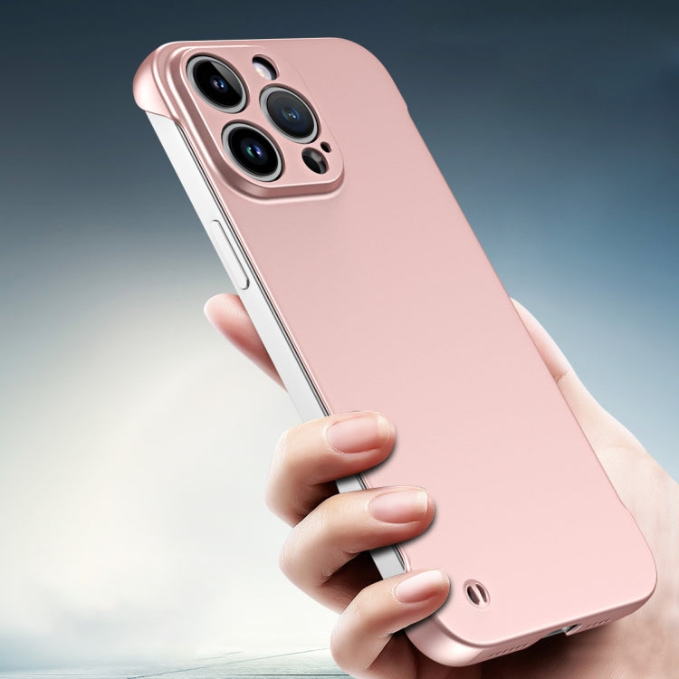 For iPhone 14 Pro Max Frameless Metallic Paint Hybrid PC Phone Case(Rose Gold) - iPhone 14 Pro Max Cases by buy2fix | Online Shopping UK | buy2fix