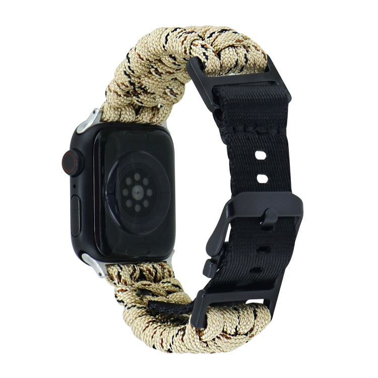 For Apple Watch Ultra 2 49mm Paracord Plain Braided Webbing Buckle Watch Band(Khaki Camouflage) - Watch Bands by buy2fix | Online Shopping UK | buy2fix