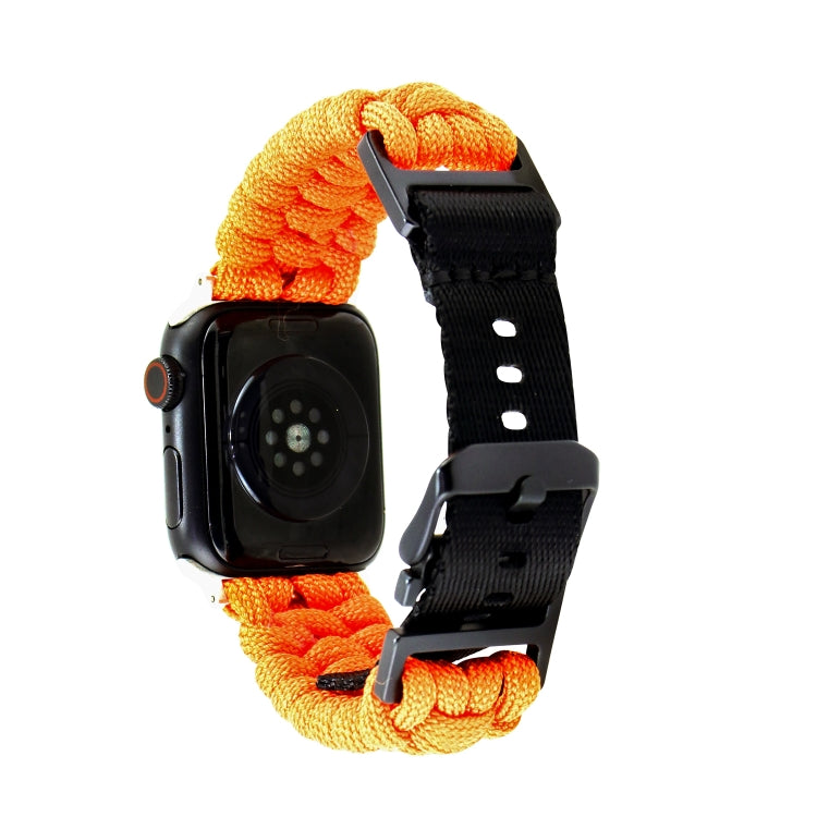 For Apple Watch Ultra 49mm Paracord Plain Braided Webbing Buckle Watch Band(Orange) - Watch Bands by buy2fix | Online Shopping UK | buy2fix