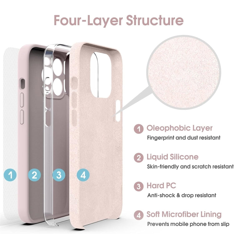 For iPhone 16 Pro Max Microfiber Liquid Silicone Shockproof Phone Case(Pink) - iPhone 16 Pro Max Cases by buy2fix | Online Shopping UK | buy2fix