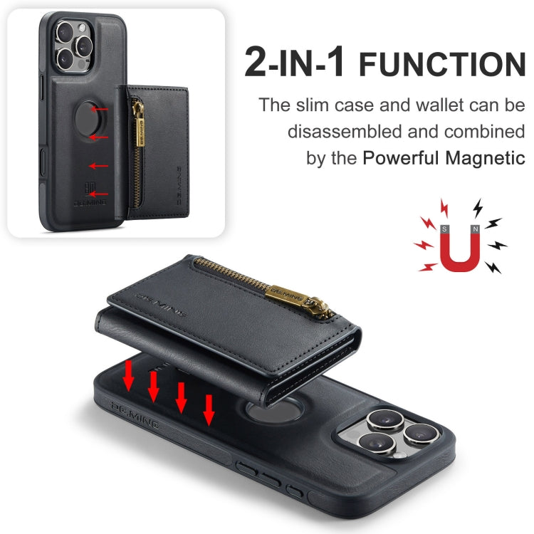 For iPhone 16 Pro DG.MING M5 Series Zip RFID Multi Card Detachable Leather Phone Case(Black) - iPhone 16 Pro Cases by DG.MING | Online Shopping UK | buy2fix