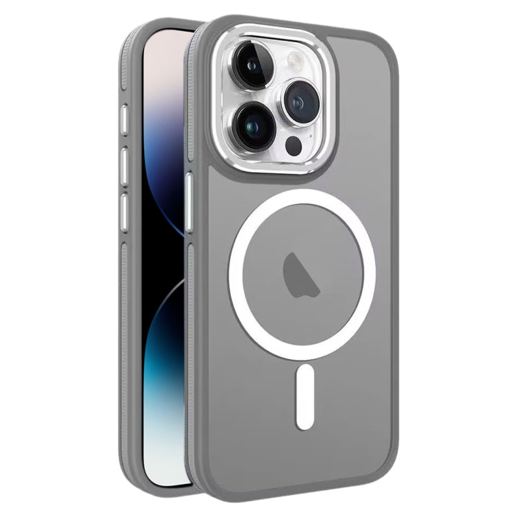 For iPhone 14 Pro Two-color Frosted MagSafe Magnetic Phone Case(Grey) - iPhone 14 Pro Cases by buy2fix | Online Shopping UK | buy2fix