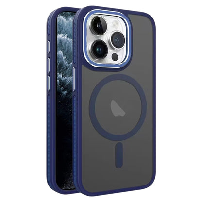 For iPhone 11 Pro Max Two-color Frosted MagSafe Magnetic Phone Case(Blue) - iPhone 11 Pro Max Cases by buy2fix | Online Shopping UK | buy2fix