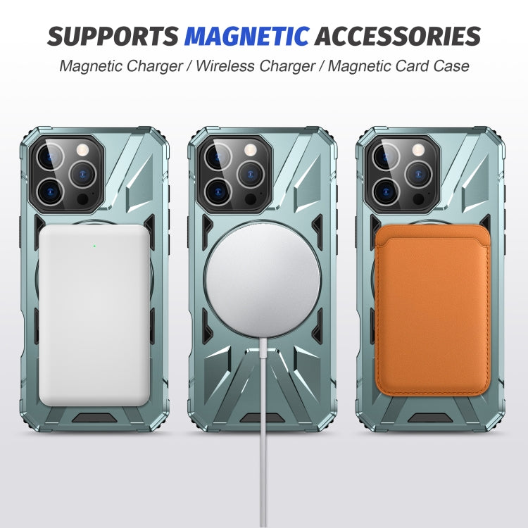 For iPhone 16 Pro MagSafe Magnetic Shockproof Phone Case with Ring Holder(Green) - iPhone 16 Pro Cases by buy2fix | Online Shopping UK | buy2fix